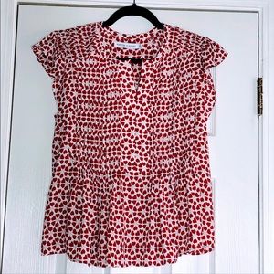 Rebecca Minkoff Heart Ruffle Capped Sleeve Blouse